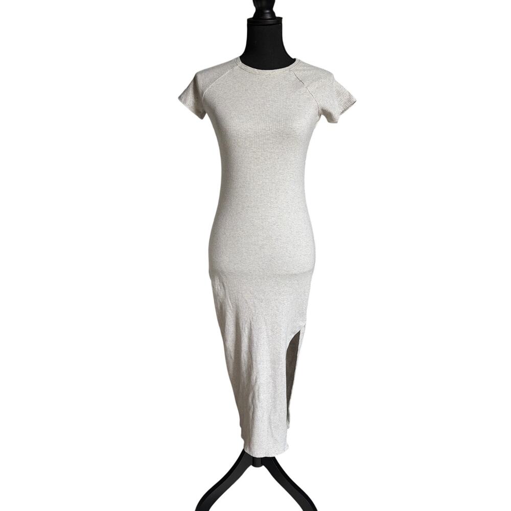 PINK by Victoria's Secret Ribbed Bodycon T-Shirt Dress (Grey) - Small